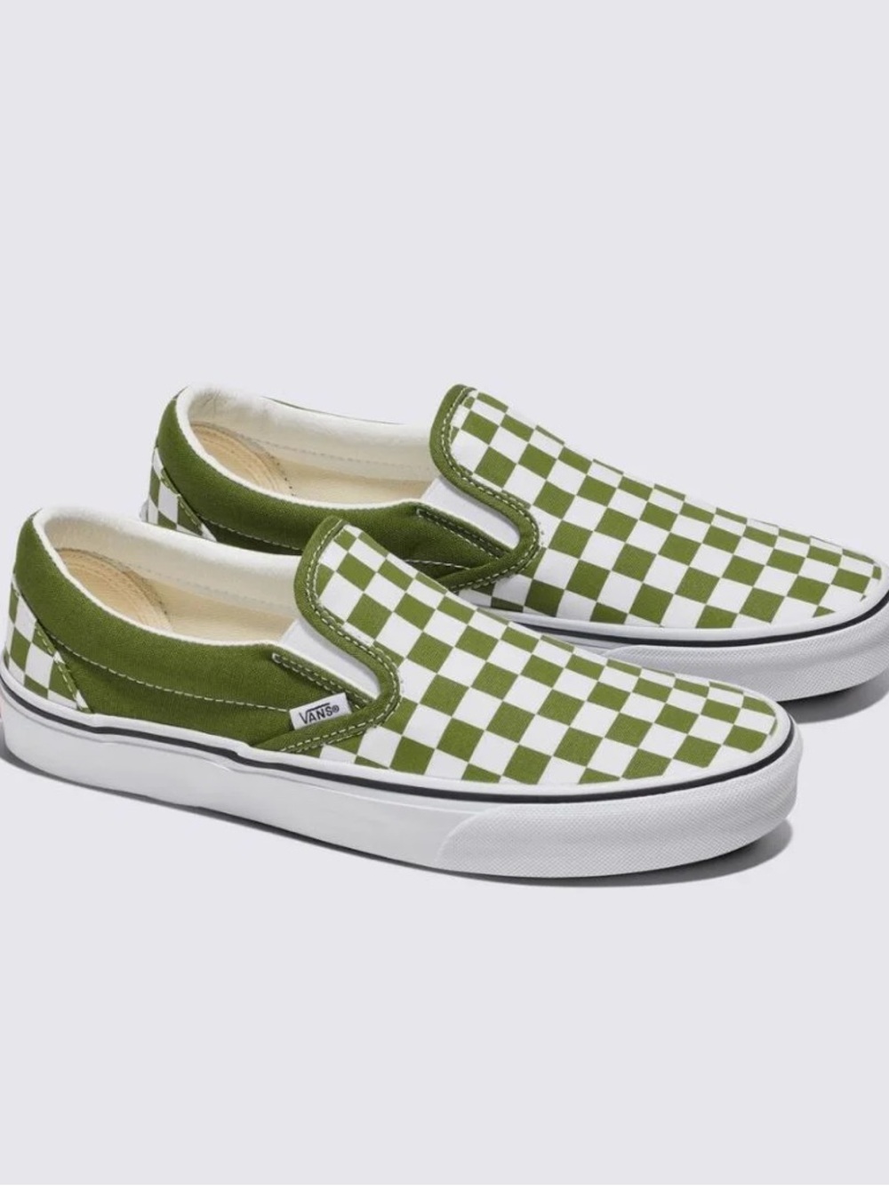 Vans Classic Slip-On Checkerboard Sneakers - Olive/White VN000D03CIB
